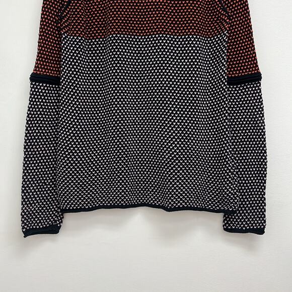 Lisa Todd Bird's Eye Cotton Cashmere Colorblock Knit Raglan Crew Sweater - Small - Picture 7 of 11